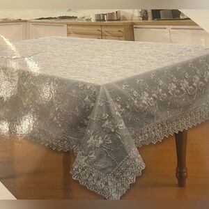 Elegant Gray Lace Tablecloth NWOT
